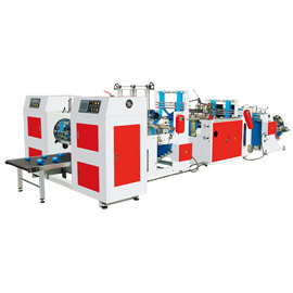 Fully automatic bag-on-roll making machine corrless